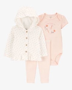 ご出産祝いにアメリカベビー服ブランド「カーターズ」赤ちゃん服3点セットフード付きパーカー・ボディスーツ・パンツ6ヵ月/目安体重~7.5㎏9ヶ月/目安体重～9.3㎏の画像