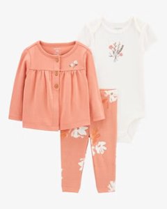ご出産祝いにアメリカベビー服ブランド「カーターズ」赤ちゃん服3点セットあるととっても便利なベビー服赤ちゃん用カーディガン・ボディスーツ・パンツ6ヵ月/目安体重~7.5㎏の画像