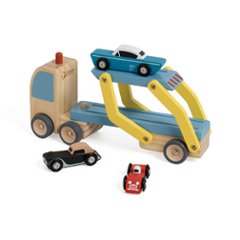 ベルギーおもちゃブランド「クラシックワールド」カートランスポーター 車のおもちゃ 知育玩具 トレーラー トラック ミニカー 木製 幼児 1歳半 18カ月 画像