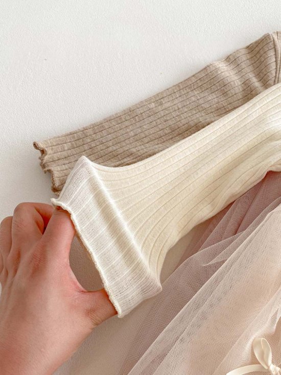 発表会などの特別なシーンでも！チュール付きワンピース・ドレス　リボン　シンプルデザインでお誕生日プレゼントにもおすすめサイズ80から120画像