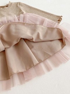 発表会などの特別なシーンでも！チュール付きワンピース・ドレス　リボン　シンプルデザインでお誕生日プレゼントにもおすすめサイズ80から120画像