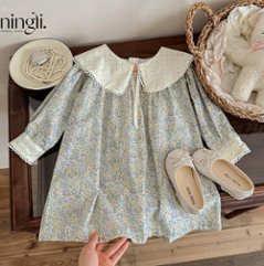 リバティ風小花柄 子供用ワンピース｜女の子服 90サイズ｜お出かけ着・発表会・お誕生日プレゼントにの画像