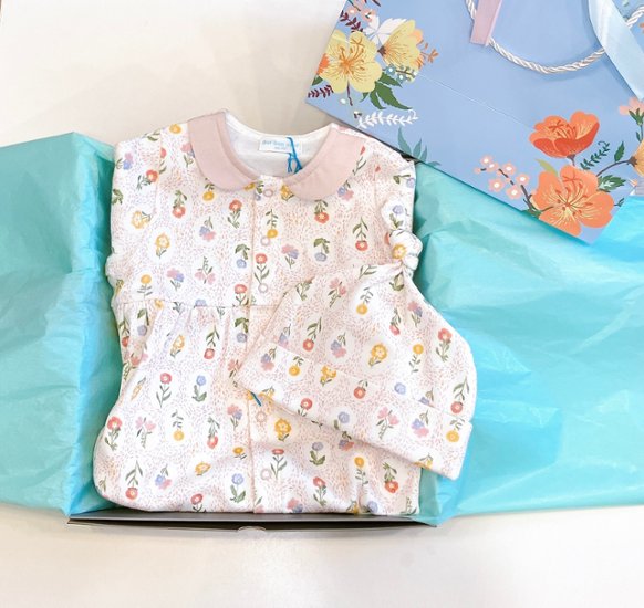 【ラッピング無料】出産祝いに人気｜日本製ベビー服2WAYオールギフト｜女の子におすすめ【上質な贈り物】Boribonウーフ｜新生児から長く使えます画像