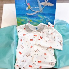 【ラッピング無料】出産祝いに人気｜日本製ベビー服2WAYオールギフト3点｜男の子赤ちゃんにも女の子ベビーにも【上質な贈り物】Boribonウーフ｜新生児から長く使えますロンドンの画像