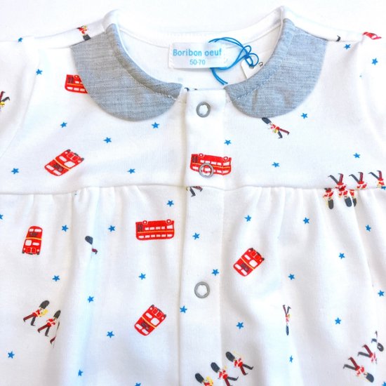 【ラッピング無料】出産祝いに人気｜日本製ベビー服2WAYオールギフト3点｜男の子赤ちゃんにも女の子ベビーにも【上質な贈り物】Boribonウーフ｜新生児から長く使えますロンドン画像