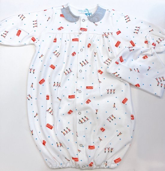 【ラッピング無料】出産祝いに人気｜日本製ベビー服2WAYオールギフト＆ベビー用帽子＆モンテッソーリ絵本｜Boribonウーフ｜新生児から長く使えるギフトセット（ロンドン）画像