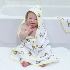 【出産祝いに人気】新生児〜幼児まで使えるエイデンアンドアネイ フード付きタオル＆ウォッシュクロスセット｜コットン100％・大判87cmライオン柄画像