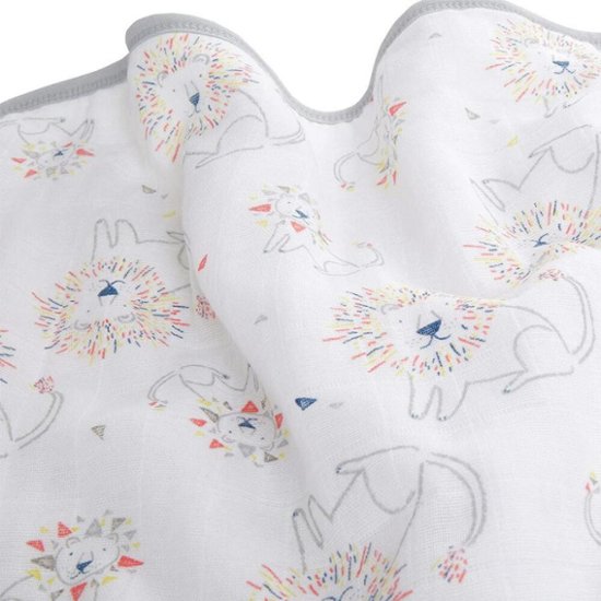 【出産祝いに人気】新生児〜幼児まで使えるエイデンアンドアネイ フード付きタオル＆ウォッシュクロスセット｜コットン100％・大判87cmライオン柄画像