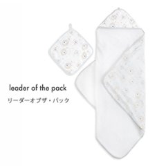 【出産祝いに人気】新生児〜幼児まで使えるエイデンアンドアネイ フード付きタオル＆ウォッシュクロスセット｜コットン100％・大判87cmライオン柄画像