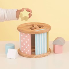 出産祝い、1歳のお誕生日プレゼントに。パステルカラーがかわいい木製玩具シリーズ「ミルキートイ」シュガーボックス型はめパズル画像