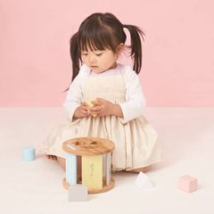 出産祝い、1歳のお誕生日プレゼントに。パステルカラーがかわいい木製玩具シリーズ「ミルキートイ」シュガーボックス型はめパズル画像