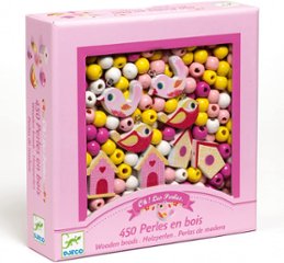 フランスおもちゃブランド「DJECOジェコ」手づくりアクセサリーキットウッデンビーズバードお誕生日プレゼントに対象4歳以上 （ピンク）の画像