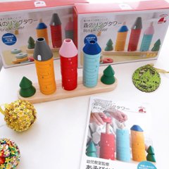 ラッピング無料商品☆ご出産祝い・お誕生日プレゼントに！成長・年齢にあわせて長ーく遊べる知育玩具「森のリングタワー」1.5歳以上対象画像