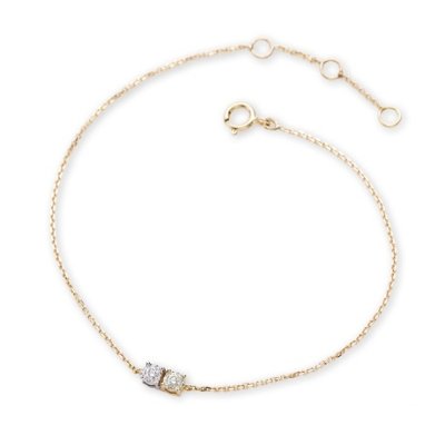 K18YG/WG ツインダイヤブレスレットの画像