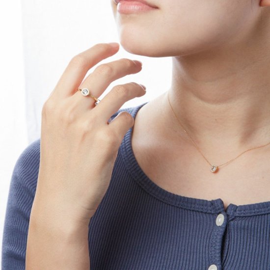 受注生産　K18YGバースデーストーンプレシャスリング　3月・アクアマリン画像