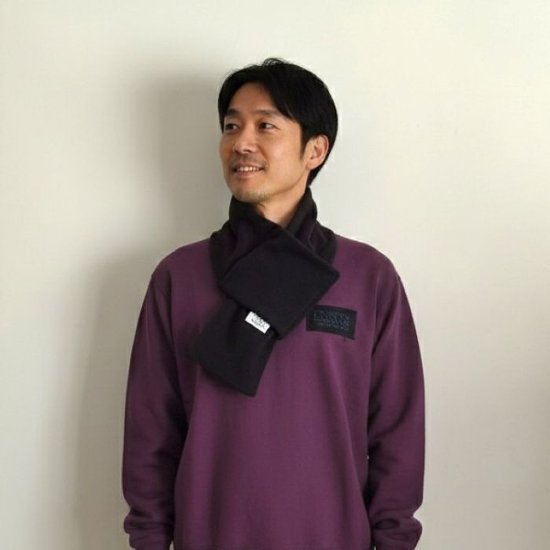 Phatee - LOOP MUFFLER HEMP SWEAT + RECYCLE FLEECE- BLACK画像