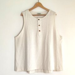 hemp / organic cotton henley wide tank top/ kinariの画像