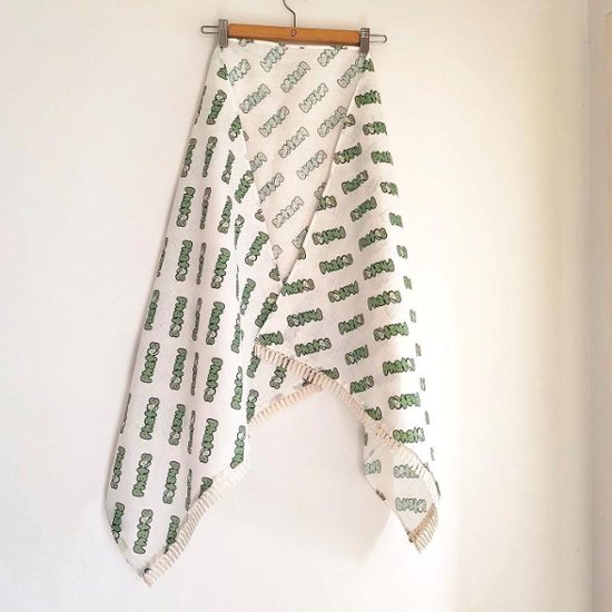 phatee-100% hemp shawl logo / off white画像