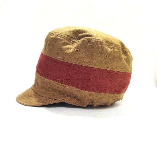 Phatee - NEW CAP HEMP TWILL / BEIGE x BROWN LINE画像