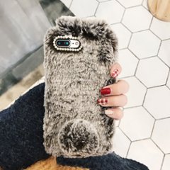 iPhoneXs ケース ふわふわ うさぎ 耳 iPhoneX iPhone8 Plus iPhone7 保護カバー 動物 かわいい おもしろ もふもふ やわらかい しっぽ メール便なら送料無料画像