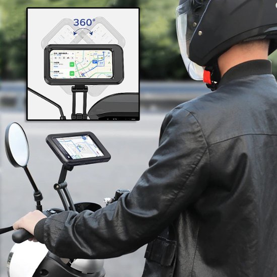 防水スマホホルダー 自転車 360度 可動式 角度調整 多機種対応 撮影可能 充電 イヤホン接続 防塵 雨天走行 バイク マウンテン ロード クロス ツーリング フードデリバリー 雨天配達用画像