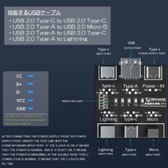 高速検出USBケーブルテスター 断線チェック Lightning Type-C メール便なら送料無料画像