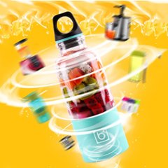 ポータブルジューサー ミキサー ブレンダー 500ml ミリリットル ピンク マイクロUSB 充電式 野菜 フルーツ ジュースメーカー 離乳食 デザート 健康 風邪 インフルエンザ 対策画像