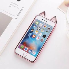 iPhone8 猫 耳 ケース クリア iPhone7 iPhone6s 保護カバー ねこ みみ ソフト フレーム かわいい ピンク メール便なら送料無料画像