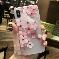 iPhoneXs iPhoneX iPhone8 iPhone7 iPhone6s Plus ケース カバー ソフト 桜 花 デザイン 3D 立体 メール便なら送料無料の画像