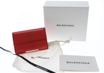 BALENCIAGA　コンパクトウォレット　レザー　赤の画像