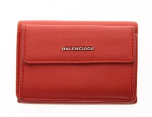 BALENCIAGA　コンパクトウォレット　レザー　赤画像