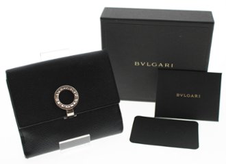 BVLGARI　Wホック財布ブラック画像