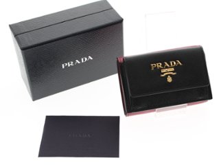 PRADA　二つ折り財布　バイカラー　ピンク/ブラックの画像