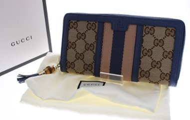 GUCCI グッチ ラウンドジップ長財布 RANIA 353651-F4CKG ベージュ×ブルーマルチの画像