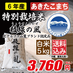 特別栽培米 長野県産あきたこまち 白米5kgの画像