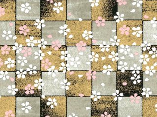 Y-136　市松に桜（黒）画像