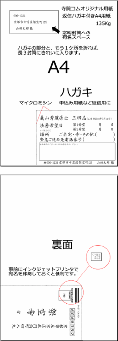 ミシン目の切り取りハガキが付いているA4の白紙用紙の画像