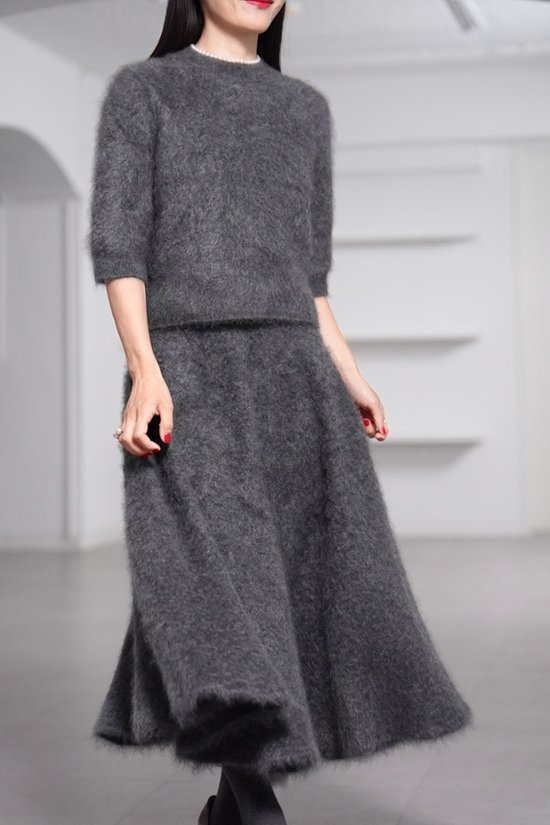 Tate Fur Cashmere Charcoal画像