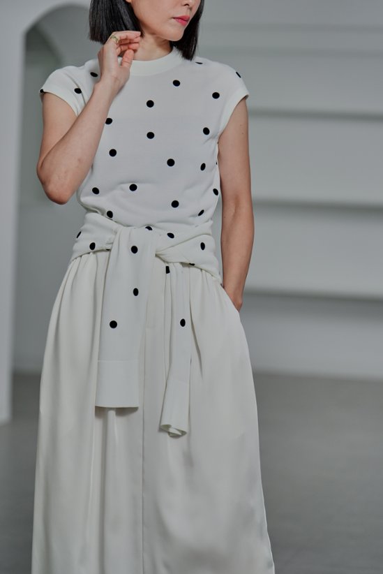Inez Sheer Dot OffWhite/Black画像