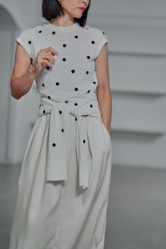 Inez Sheer Dot OffWhite/Black画像