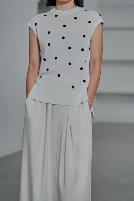 Inez Sheer Dot OffWhite/Black画像
