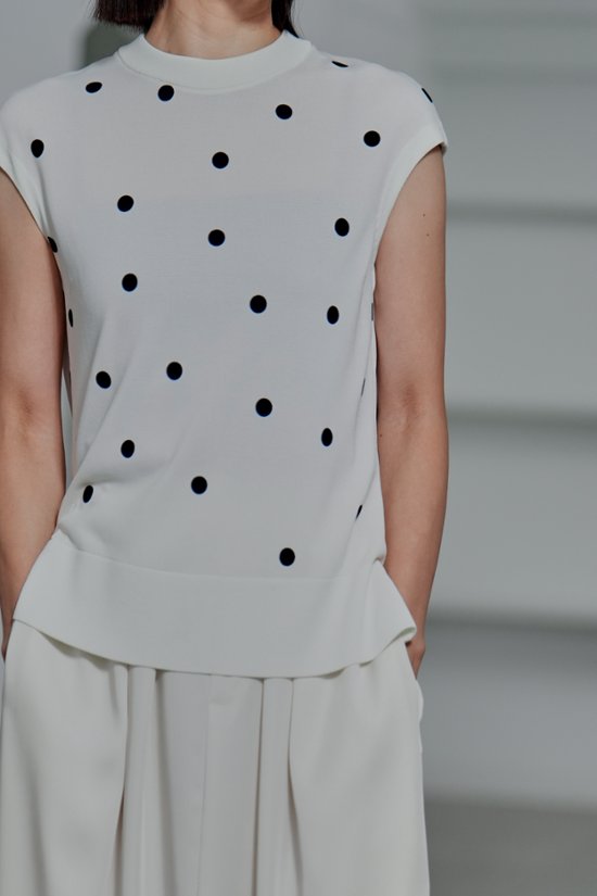 Inez Sheer Dot OffWhite/Black画像