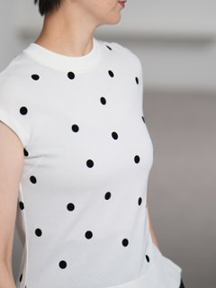 Inez Sheer Dot OffWhite/Black画像