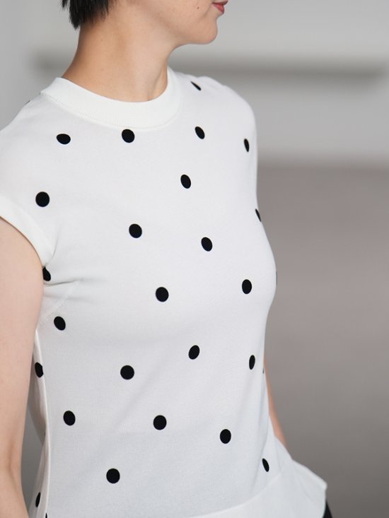 Inez Sheer Dot OffWhite/Black画像