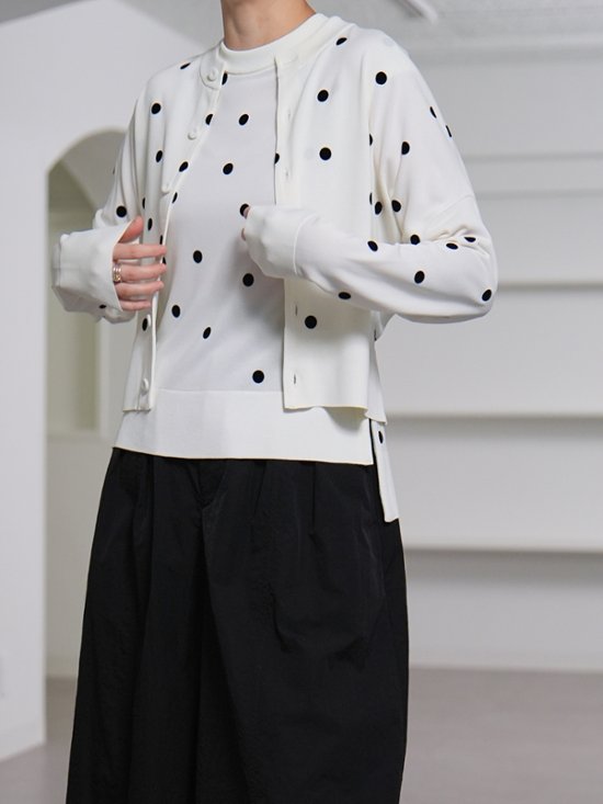 Inez Sheer Dot OffWhite/Black画像