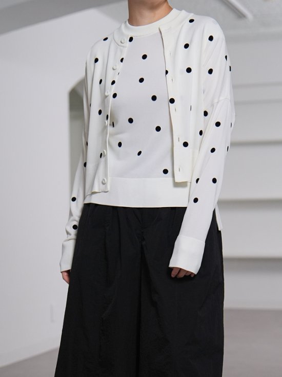 Inez Sheer Dot OffWhite/Black画像