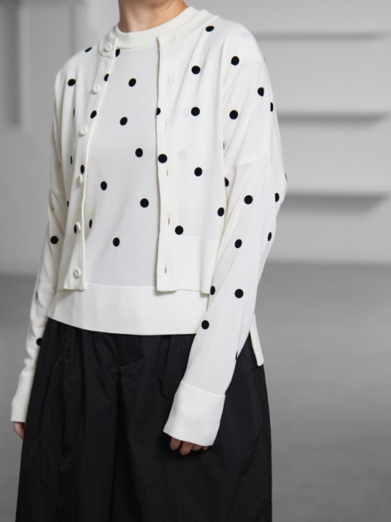 Inez Sheer Dot OffWhite/Black画像