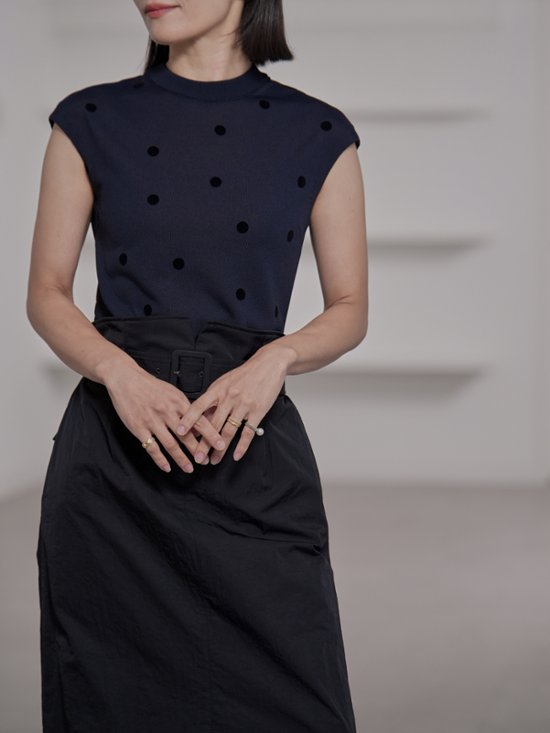 Inez Sheer Dot Navy/Black画像