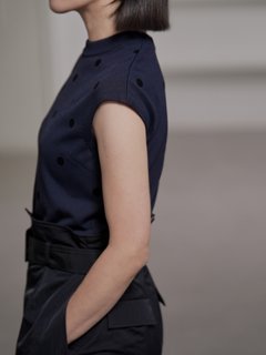 Inez Sheer Dot Navy/Black画像