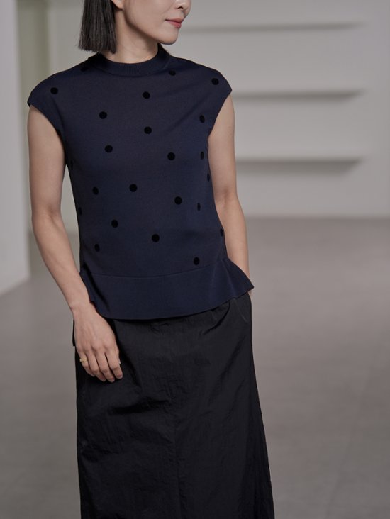 Inez Sheer Dot Navy/Black画像